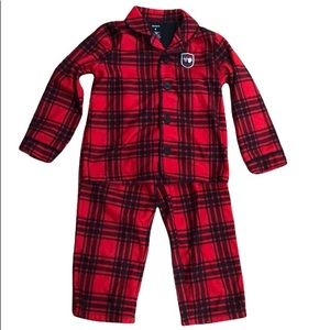 Carter’s Red & Black Plaid Santa’s Helper Flannel Pajamas PJ Set Size 4